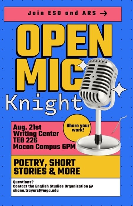 Join ESO for Open Mic Knight on Aug. 21, Macon Campus. 